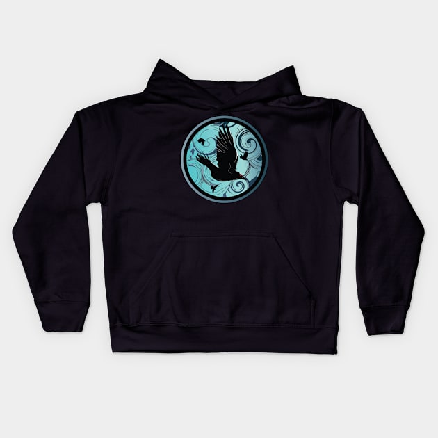 Comic Crows in a Stormy Clouds Kids Hoodie by RRMStudios